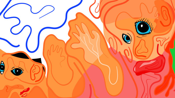 现代抽象艺术-举起手的人。图片下载