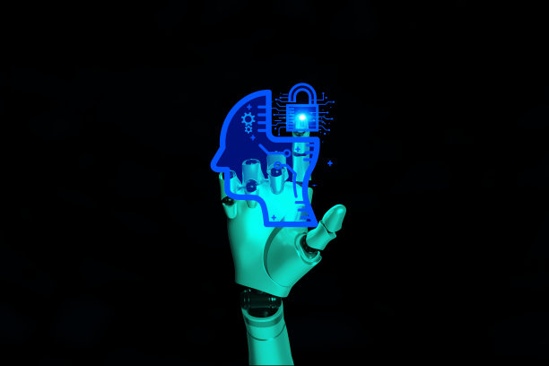 3D机械手触摸解锁挂锁数字图标复制空间，技术概念图片下载