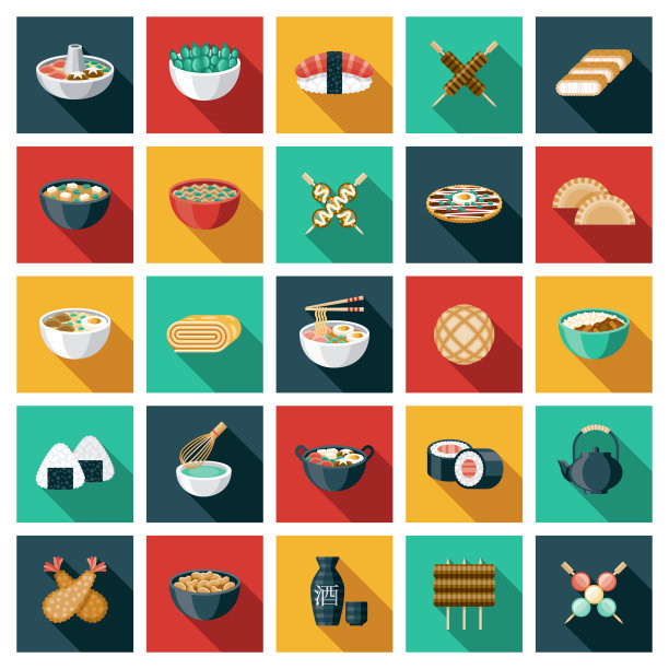 日本食物图标套装图片下载
