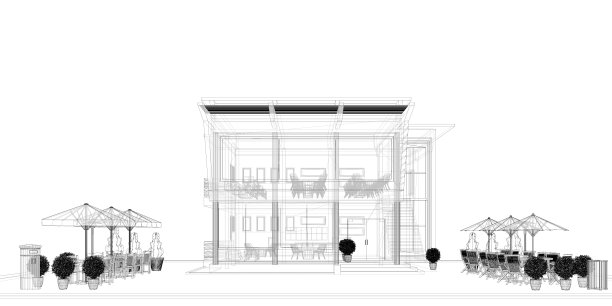 咖啡店的3D插图图片下载