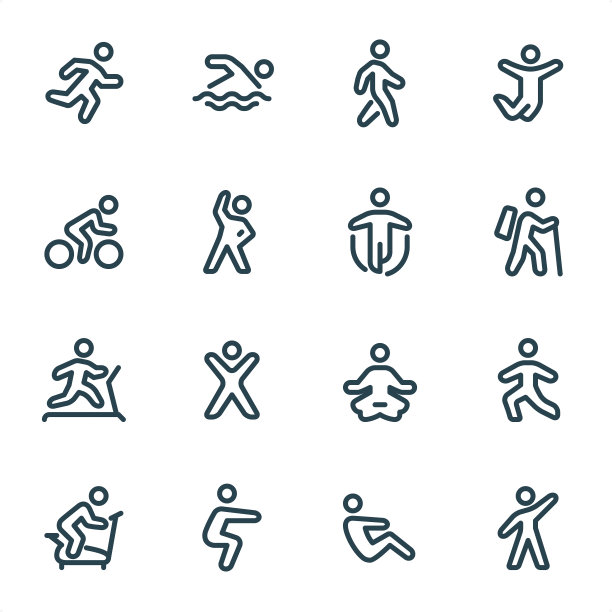 锻炼和运动-像素完美单色线图标图片下载