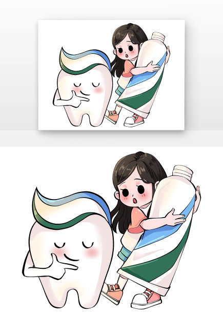 可爱女孩爱牙日与牙齿图片下载