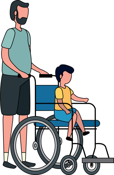 可爱的爷爷和坐轮椅的孙子图片下载