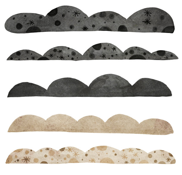 水彩云浪海海洋元素极简复古复古航行旅行冒险集孤立于白色图片下载