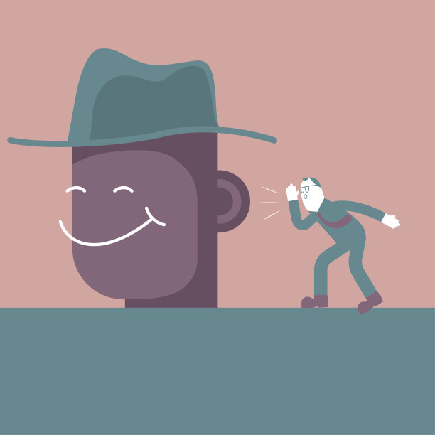 一个商人在他耳边说话。头上戴着大礼帽。图片下载