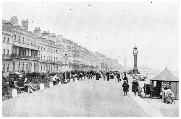 英国多塞特郡的古董照片:韦茅斯的滨海大道图片下载