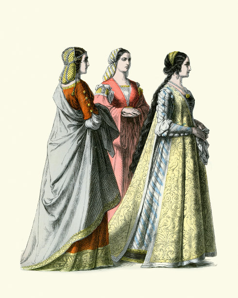 中世纪的时尚，佛罗伦萨的贵族妇女图片下载