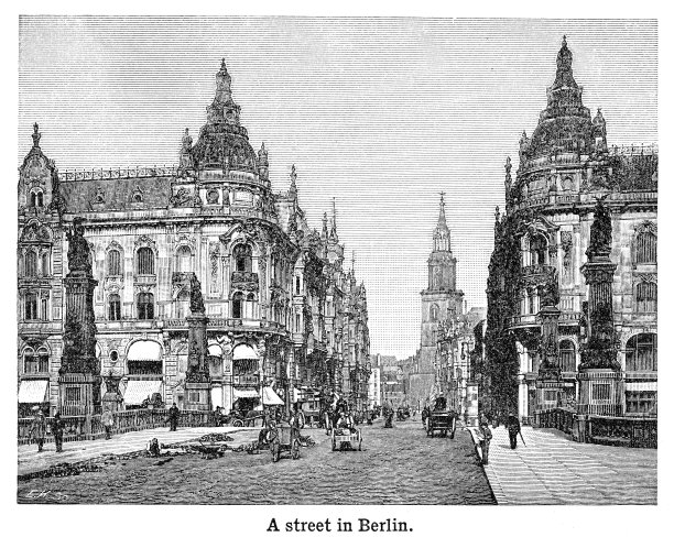 柏林的一条街——刻着黑白1898年图片下载