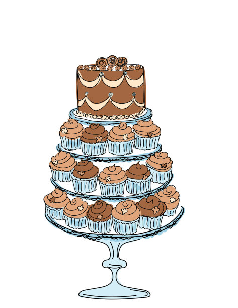 在透明的背景上涂鸦纸杯蛋糕蛋糕图片下载