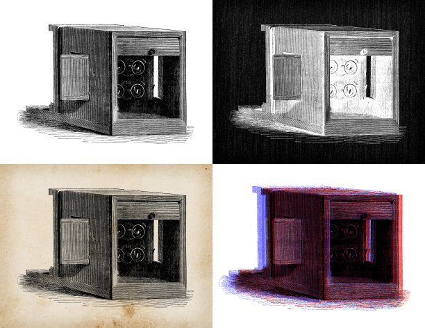 科学发现的古玩插图，摄影:摄影器材图片下载