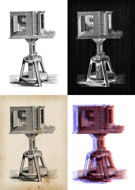 科学发现的古玩插图，摄影:摄影器材图片下载