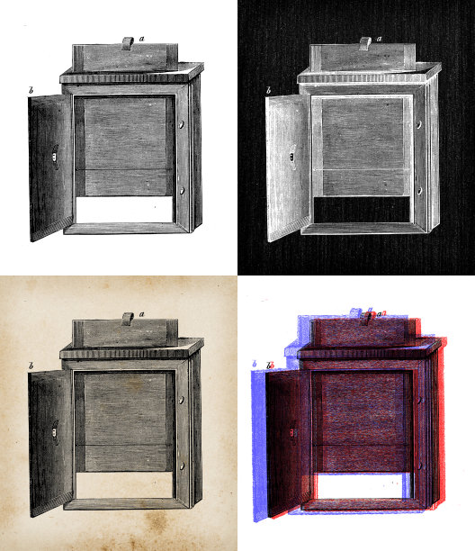 科学发现的古玩插图，摄影:摄影器材图片下载