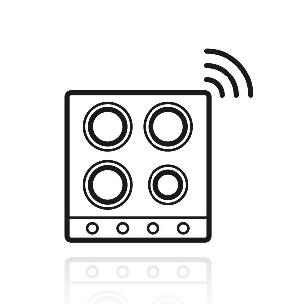 聪明的炉灶面。白色背景上反射的图标图片下载