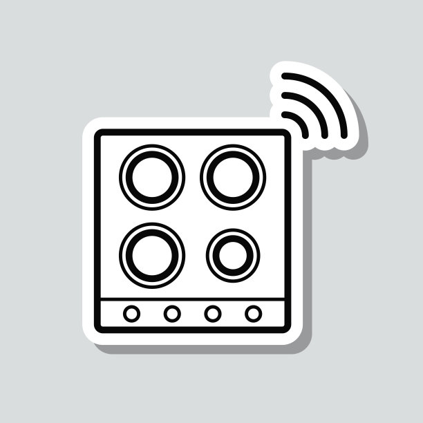 聪明的炉灶面。图标贴纸在灰色背景图片下载