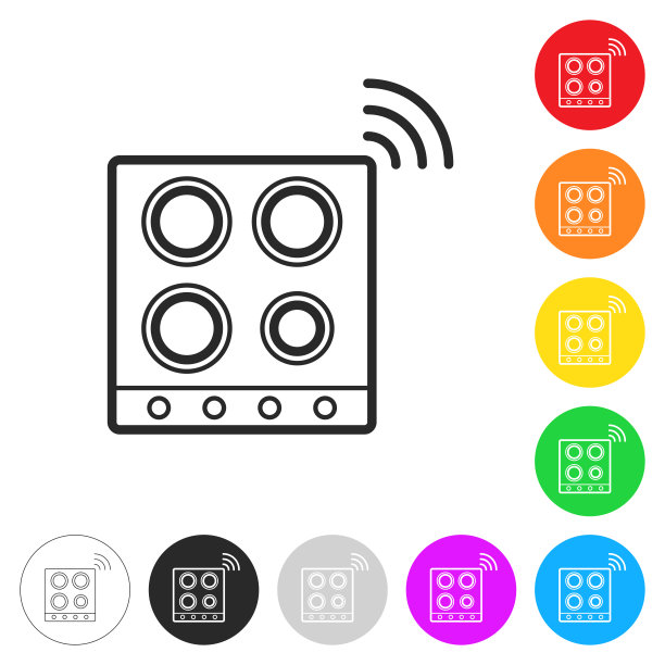 聪明的炉灶面。彩色按钮上的图标图片下载