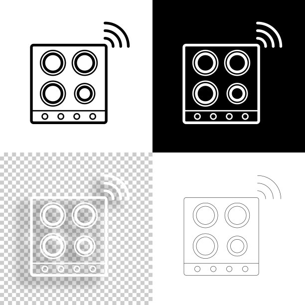 聪明的炉灶面。图标设计。空白，白色和黑色背景-线图标图片下载