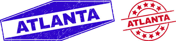 亚特兰大的圆形和六角形徽章图片下载