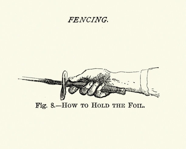 维多利亚时期的运动：击剑，手持花剑图片下载