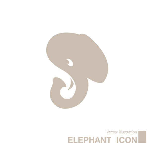 矢量画大象图标。图片下载