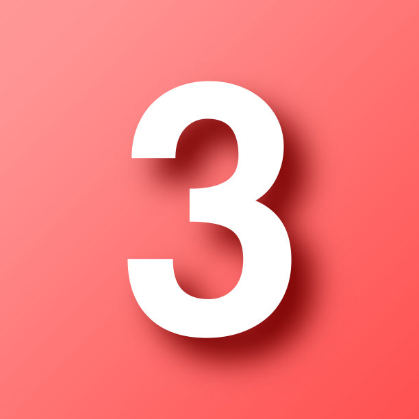 3 -第三。图标在红色背景与阴影图片下载