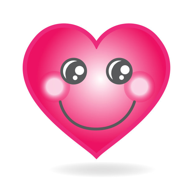 快乐的心与微笑表情符号或表情符号图标简单图片下载