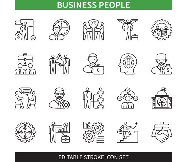 商务人士可编辑的笔画图标集图片下载