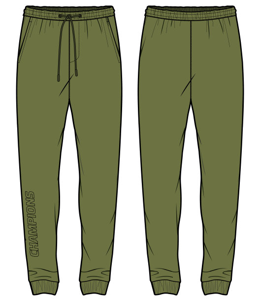 慢跑者轨道底裤设计平面素描矢量插图，轨道裤概念与前后视图，运动裤跑步，慢跑，健身，和积极穿裤子的设计。图片下载