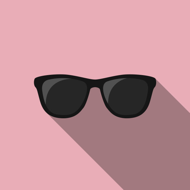 黑色太阳镜平面图标矢量。为暑期及假期设计。图片下载