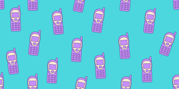 无缝图案与复古手机。图片下载