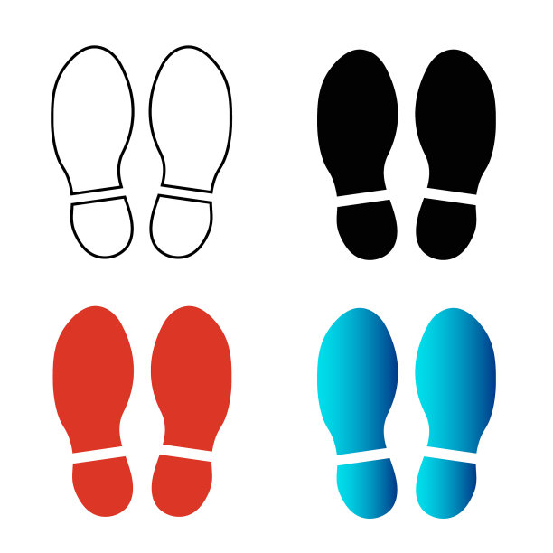 抽象鞋足迹剪影插图图片下载