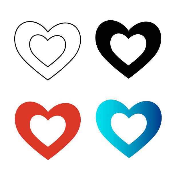 抽象创意心脏剪影插图图片下载