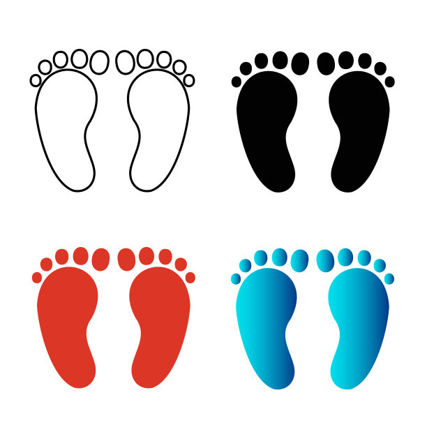 抽象儿童足迹剪影插图图片下载