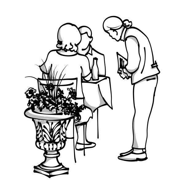 巴黎咖啡馆服务员素描图片下载