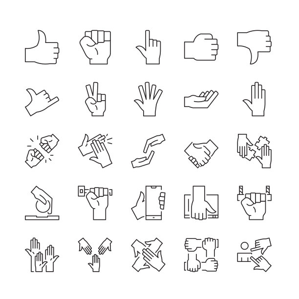 手行图标。可编辑的中风图片下载