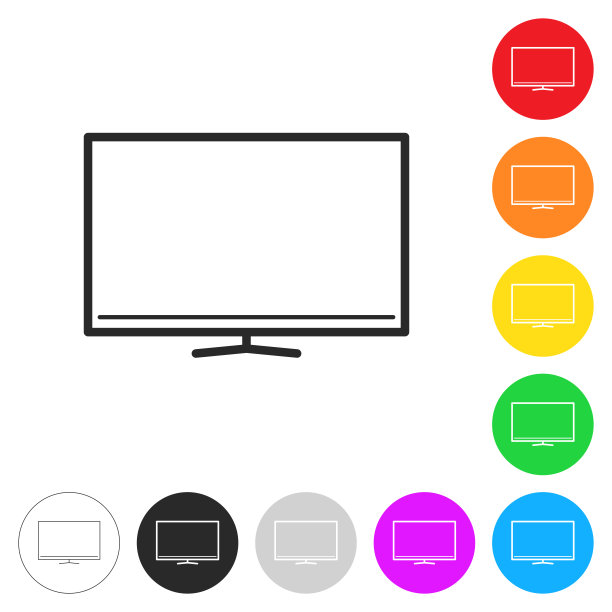 电视。彩色按钮上的图标图片下载