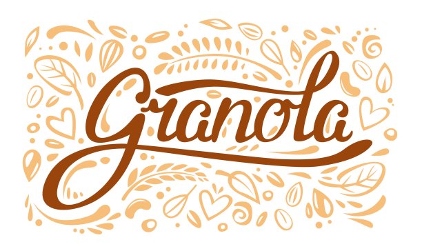 格兰诺拉麦片食品标签或轮廓背景图片下载