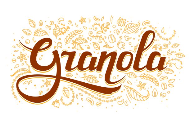 格兰诺拉麦片食品标签的燕麦什锦食品图片下载