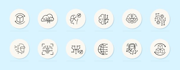 人工智能进步图标矢量商务线条图标图片下载