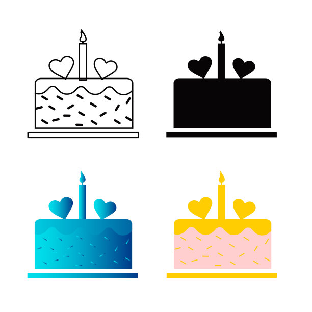 抽象生日蛋糕剪影插图图片下载