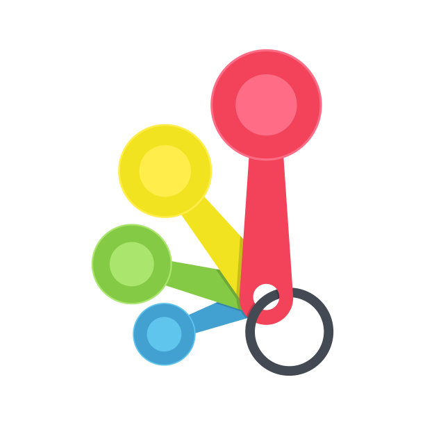 测量勺子剪贴画矢量插图。烹饪平面矢量设计彩色测量勺。简单的测量勺子标志图标。塑料测量勺子卡通剪贴画。厨房的概念图片下载