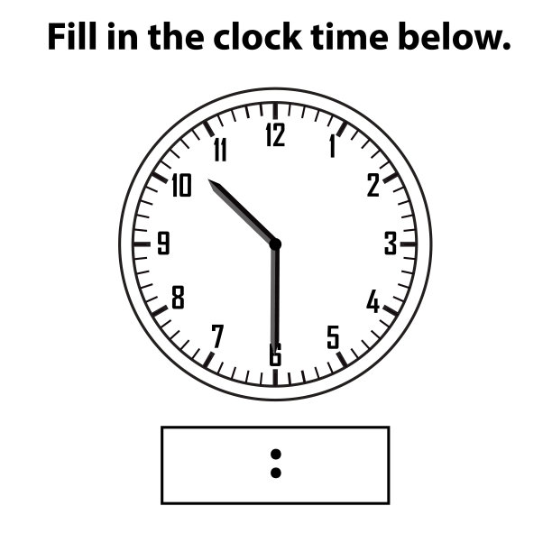 模拟时钟。时间是什么，写学习时钟，和数学工作表。儿童工作表的报时练习。学习模拟时钟。教育活动。图片下载