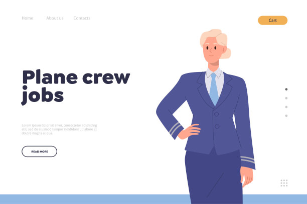 飞机机组人员工作着陆页面模板，在线服务，提供培训课程的飞机工作人员图片下载