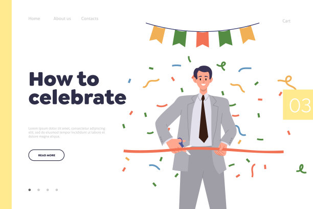 如何庆祝登陆页模板与商人切割丝带由于盛大开幕图片下载