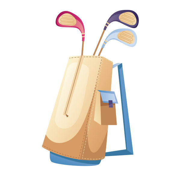 高尔夫球袋球杆高尔夫球锦标赛棒孤立的概念。矢量设计图形说明图片下载