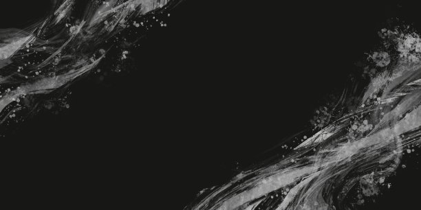 日式暗抽象水平模板。黑色背景上的对角线上的银色笔触和飞溅图片下载