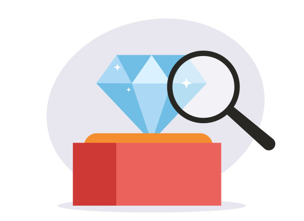 珠宝商鉴定钻石放大镜抽象概念。矢量设计图形说明图片下载