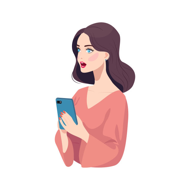 震惊的女孩拿着手机图片下载