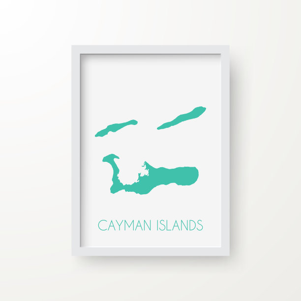 开曼群岛地图在一个框架上的白色背景图片下载
