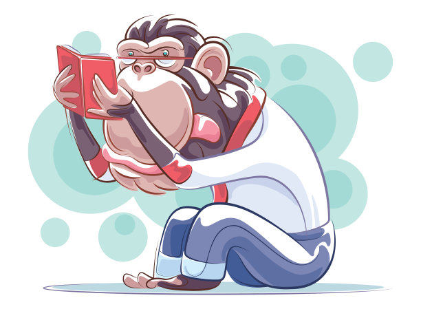 黑猩猩阅读书图片下载