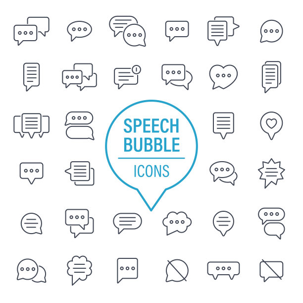 语音气泡图标设置矢量插图图片下载